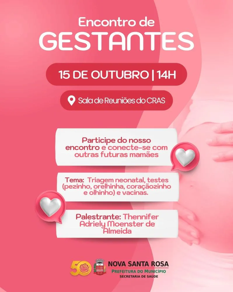 Nova Santa Rosa promove Encontro de Gestantes sobre triagem neonatal e cuidados com o bebê