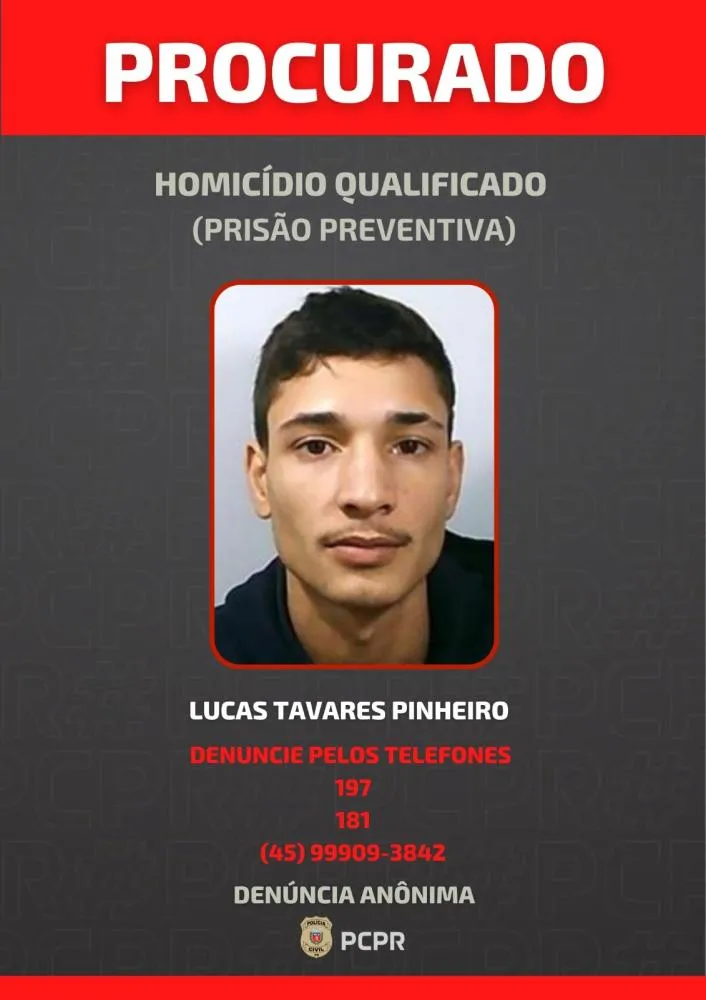 PCPR divulga foto de foragido por homicídio qualificado em Cascavel