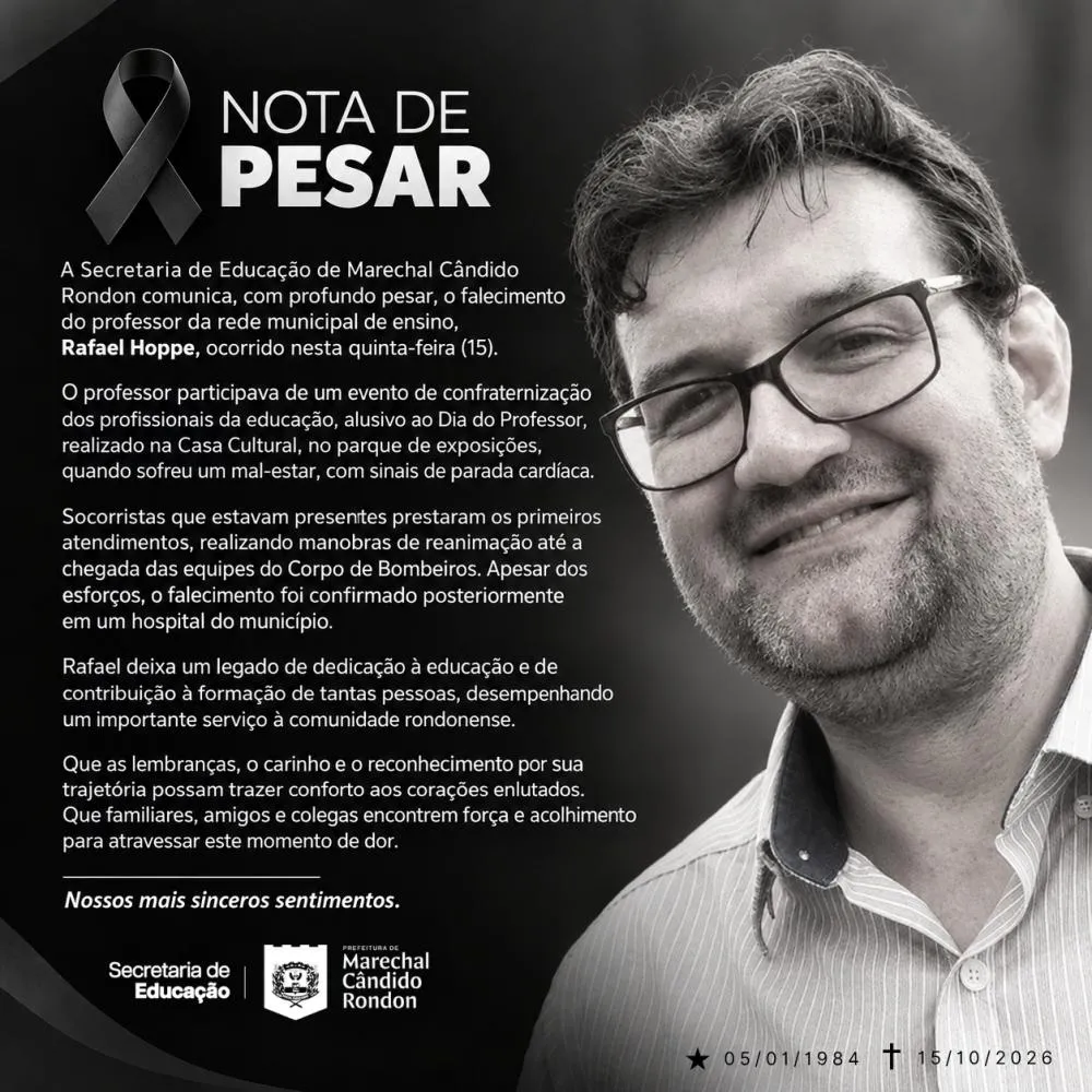 Professor da rede municipal de Marechal Rondon morre após passar mal durante confraternização