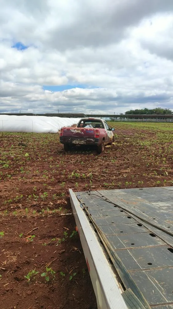 Veículo furtado em Nova Santa Rosa é recuperado atolado em área de armazenamento de milho